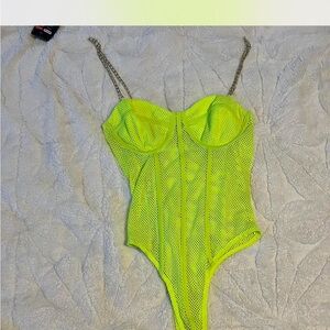 Neon Green Mesh Kids One Piece